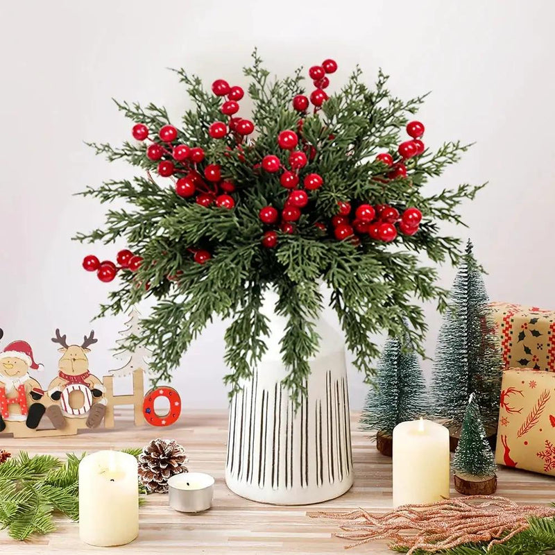 Pine Branches with Red Berries for Christmas Decor by House Of Avana