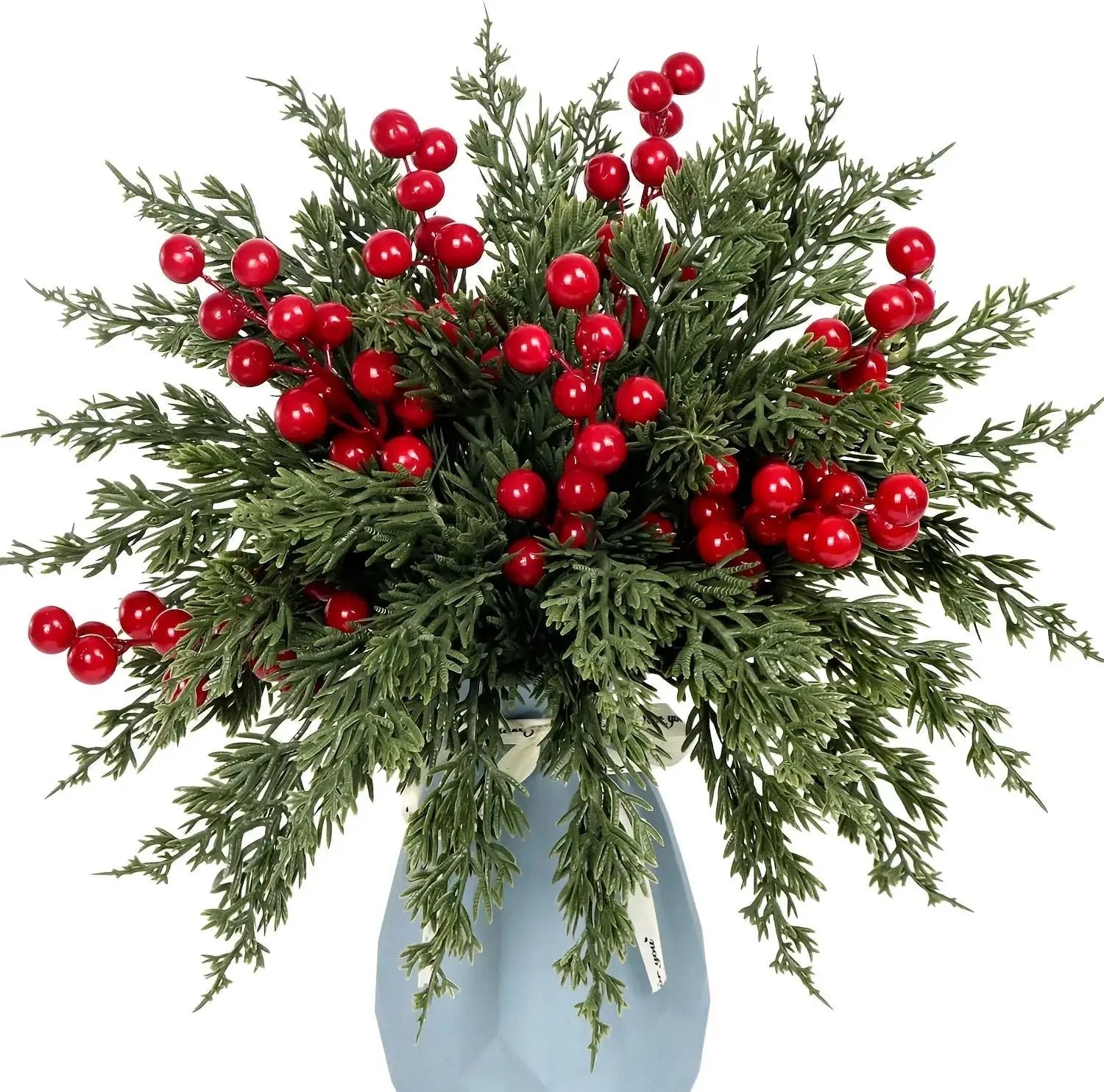 Pine Branches with Red Berries for Christmas Decor by House Of Avana
