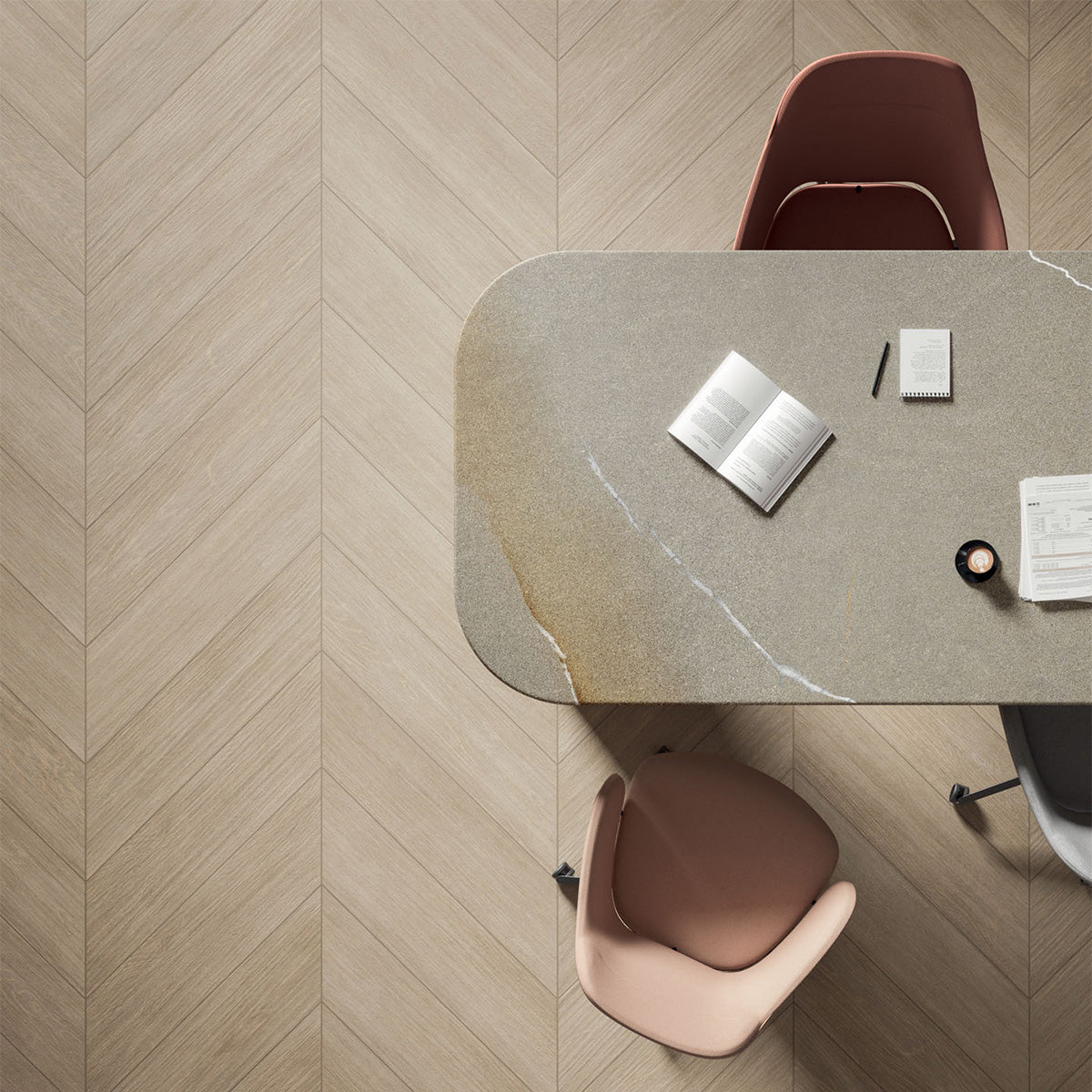 Pigna Rectified Chevron Wood Look Porcelain Tiles 8x40 Porcelain Rectified 8x48 Tiles — 2