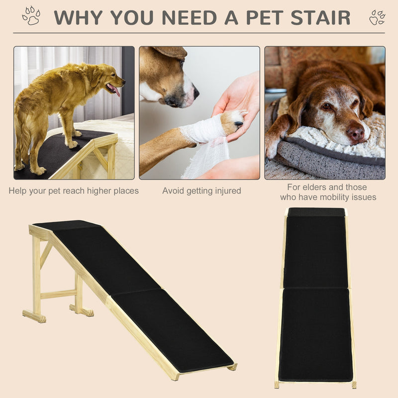 Pine Wood Pet Ramp with Non-Slip Carpet - Dog Ramp for Bed, photo 5 of 7