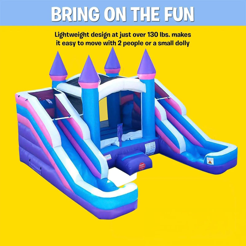 16FT Pink Castle Bounce House Combo With Double Water Slide (SAK84027) by SAKSBY WHOLESALE
