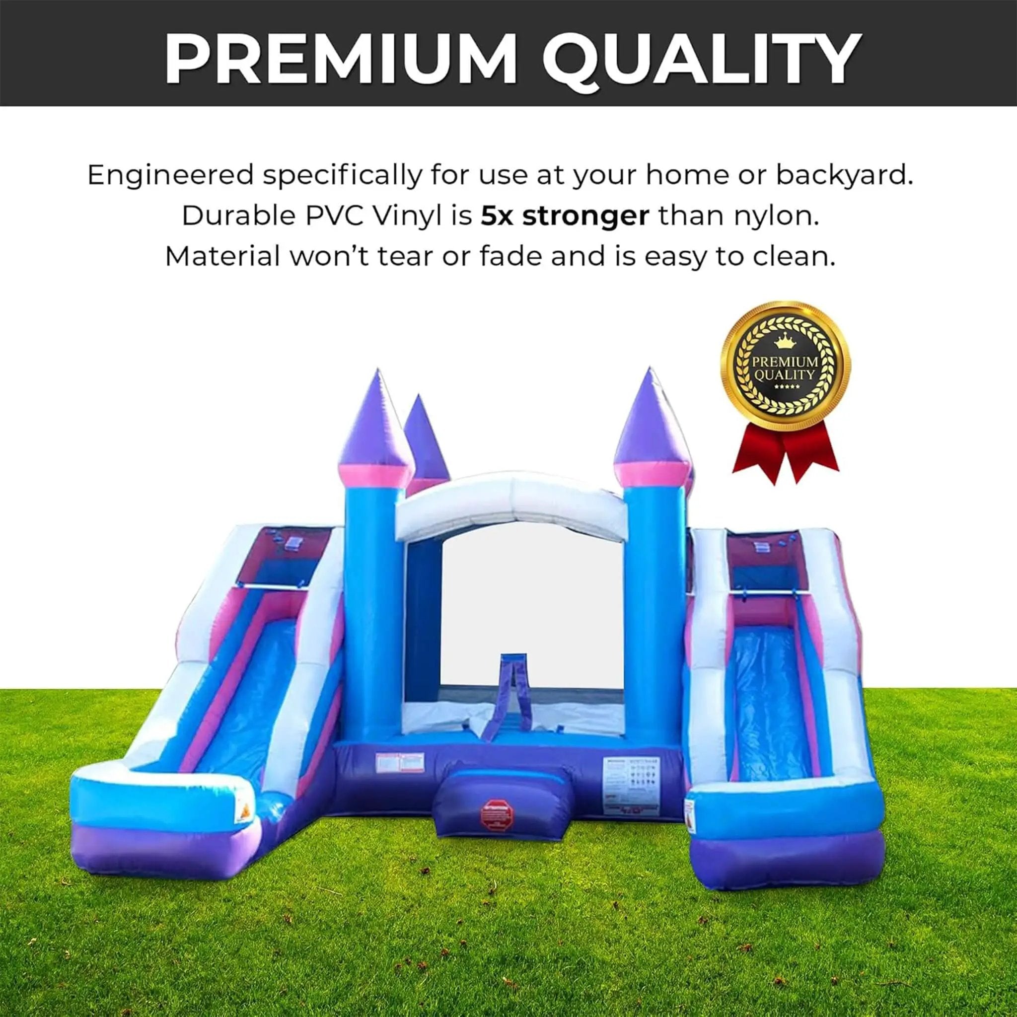 16FT Pink Castle Bounce House Combo With Double Water Slide (SAK84027) by SAKSBY WHOLESALE