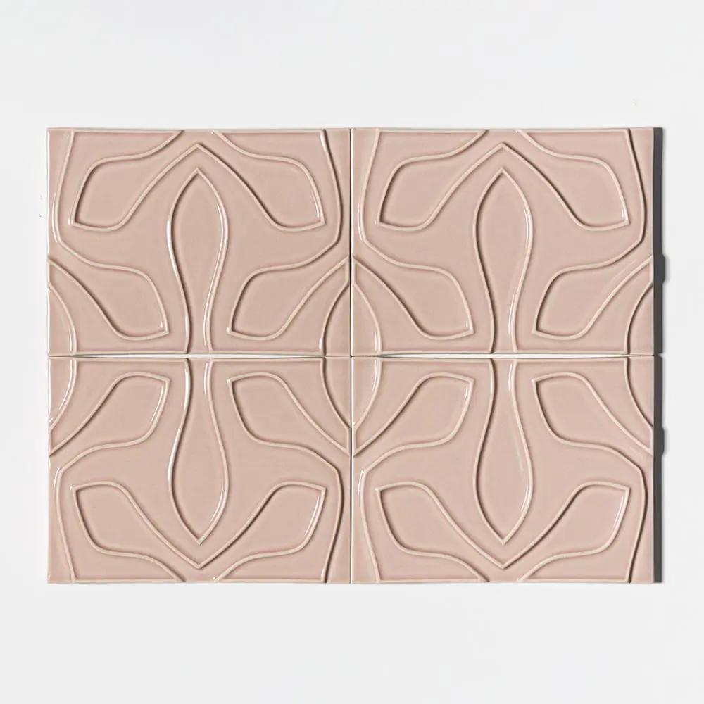 Pink Glossy Ceramic Accent Tiles 6x8 closeup 1