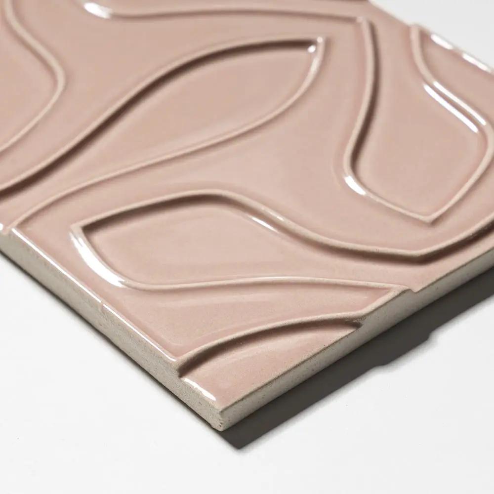Pink Glossy Ceramic Accent Tiles 6x8 closeup 3