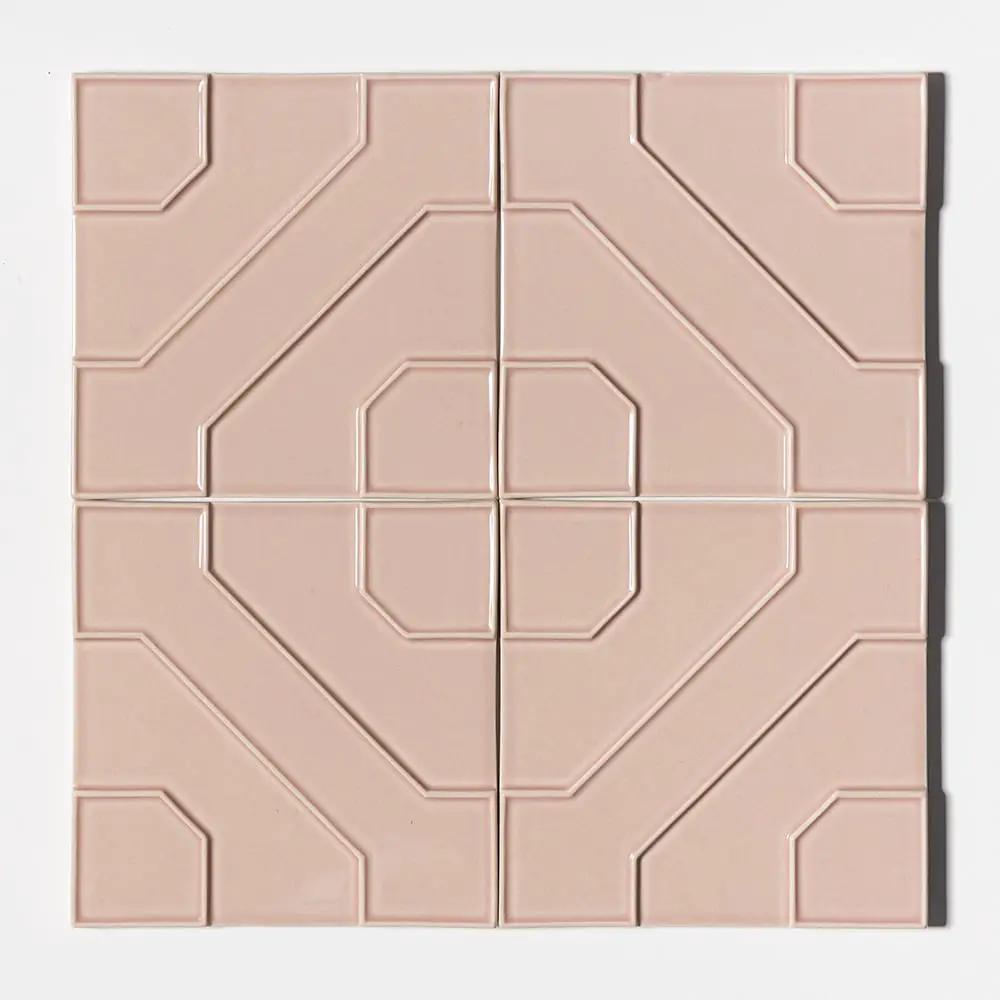 Pink Glossy Ceramic Accent Tiles 8x8 closeup 1