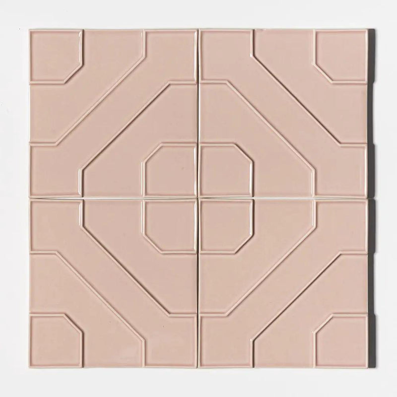 Pink Glossy Ceramic Accent Tiles 8x8 closeup 1