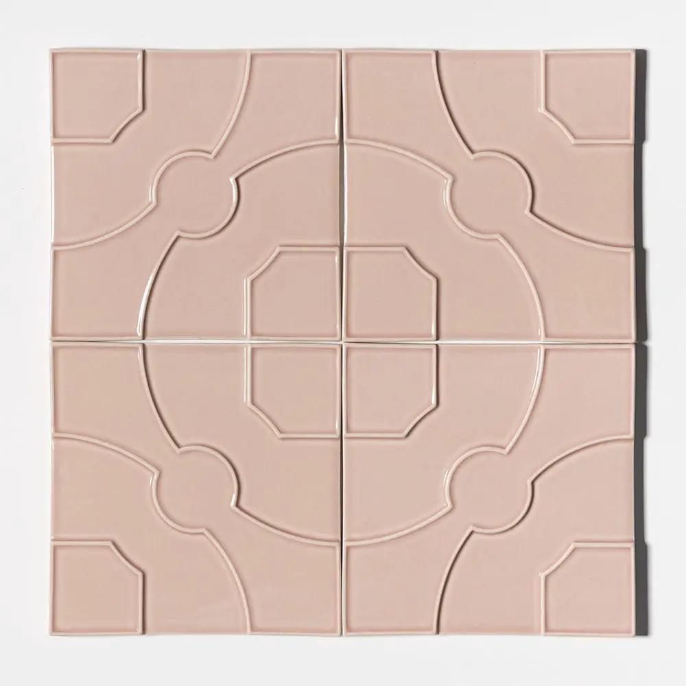 Pink Glossy Ceramic Accent Tiles 8x8 room scene