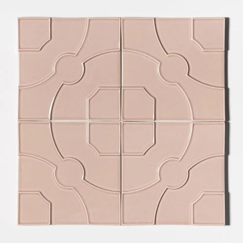 Pink Glossy Ceramic Accent Tiles 8x8 room scene