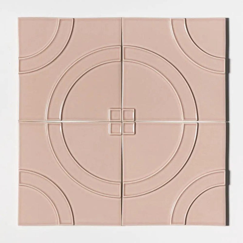 Pink Glossy Ceramic Accent Tiles 8x8 room scene