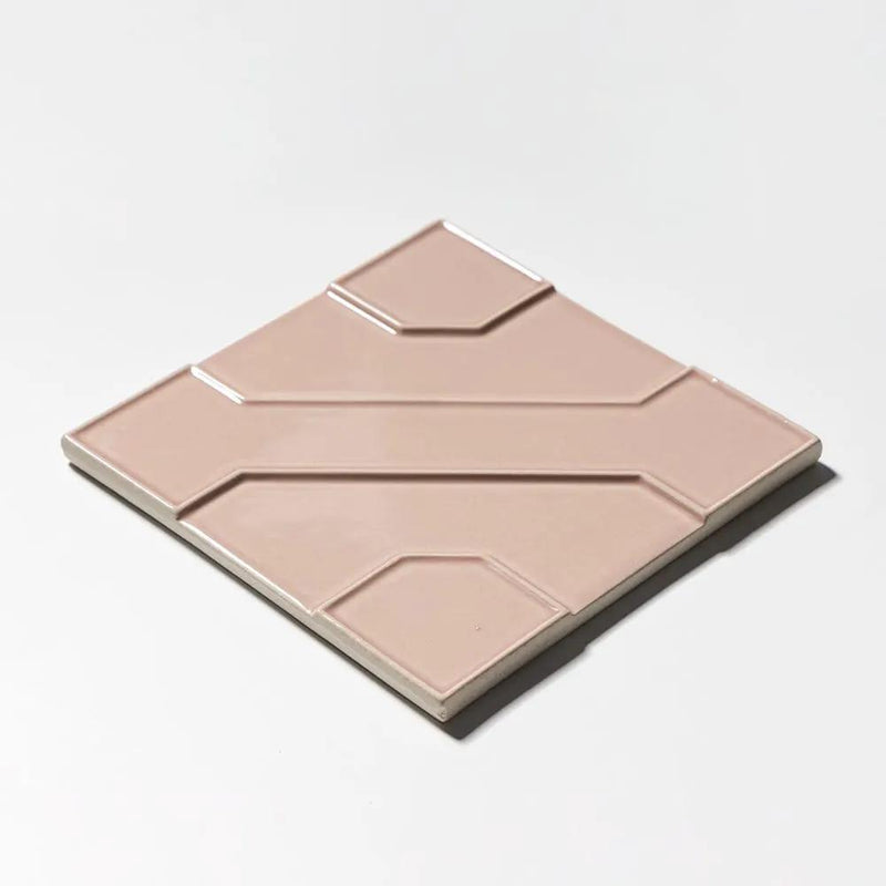 Pink Glossy Ceramic Accent Tiles 8x8 closeup 2