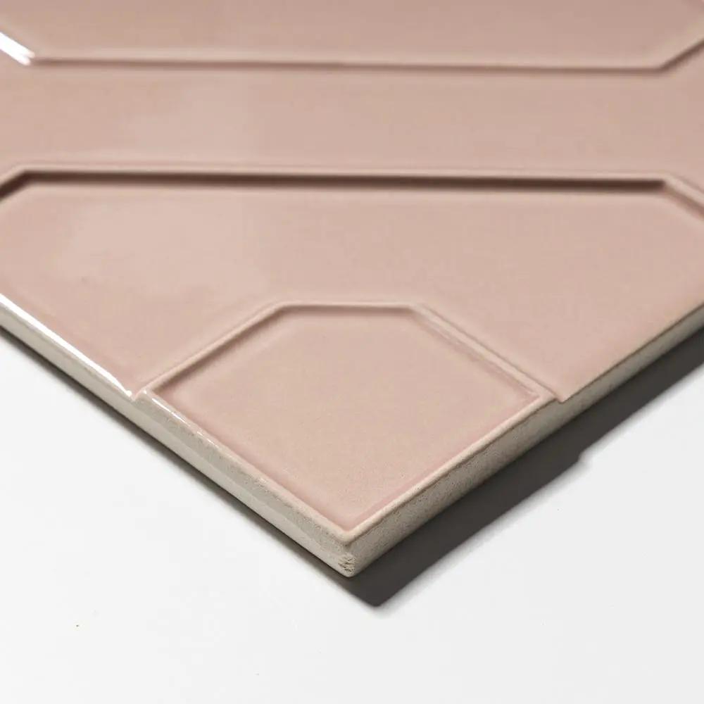 Pink Glossy Ceramic Accent Tiles 8x8 closeup 3