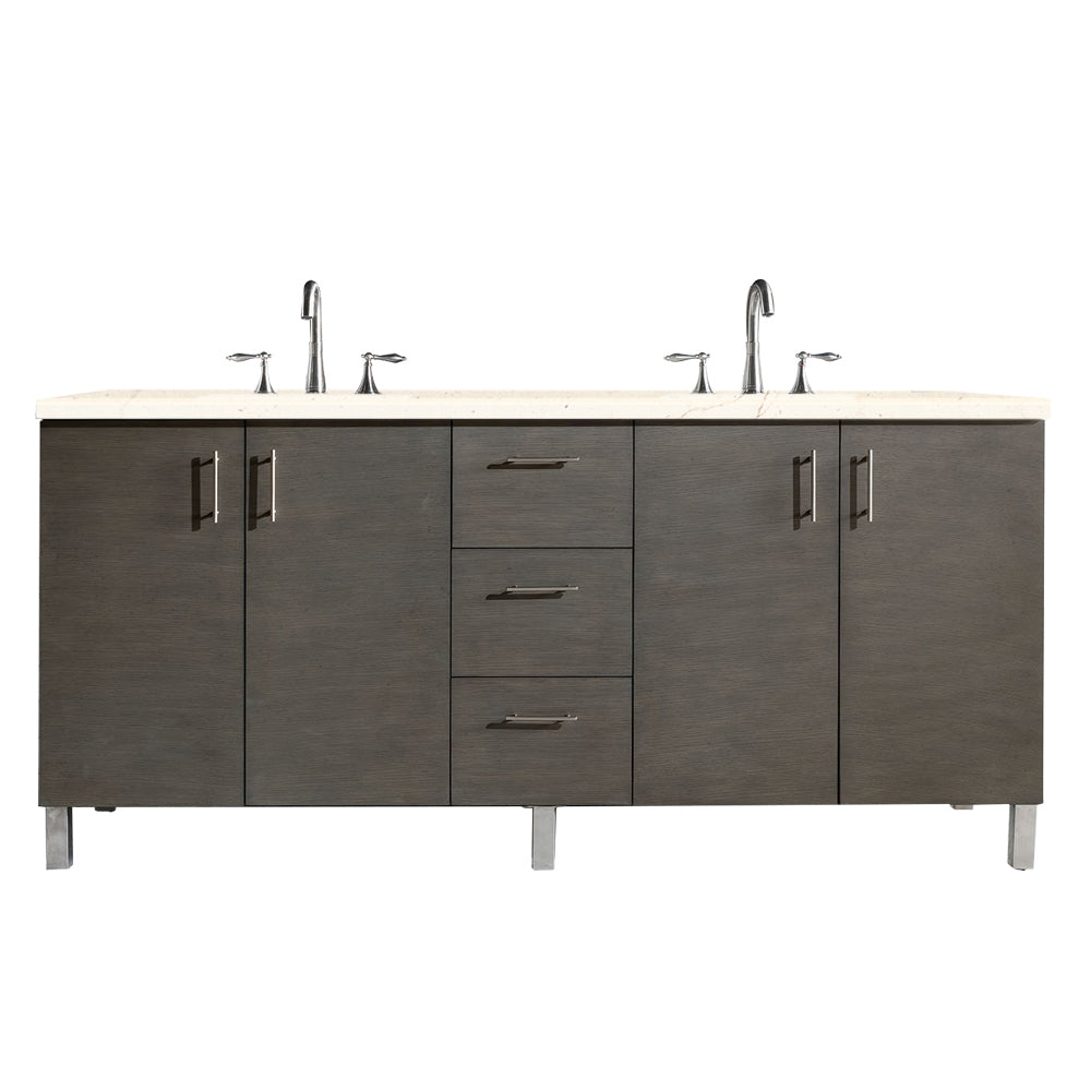 James Martin Metropolitan 72" Dual Mount Double Bathroom Vanity, Silver Oak by James Martin