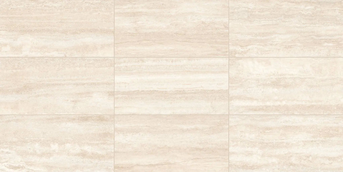 Pisa Beige Travertine Look Porcelain Tiles 12x24 by landmarkceramics