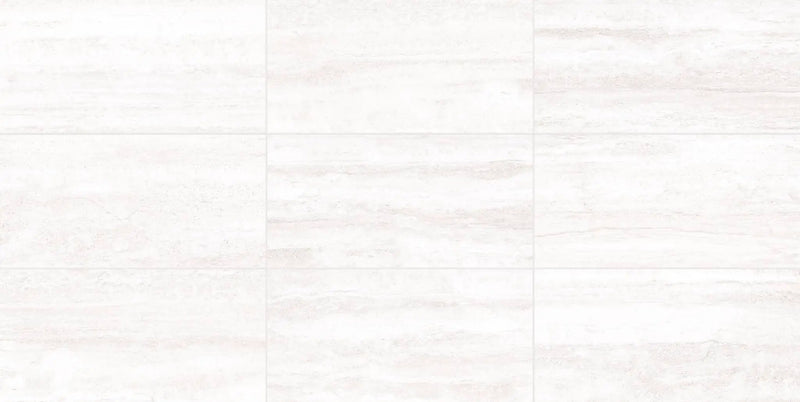 Pisa White Travertine Look Porcelain Tiles 12x24 by landmarkceramics