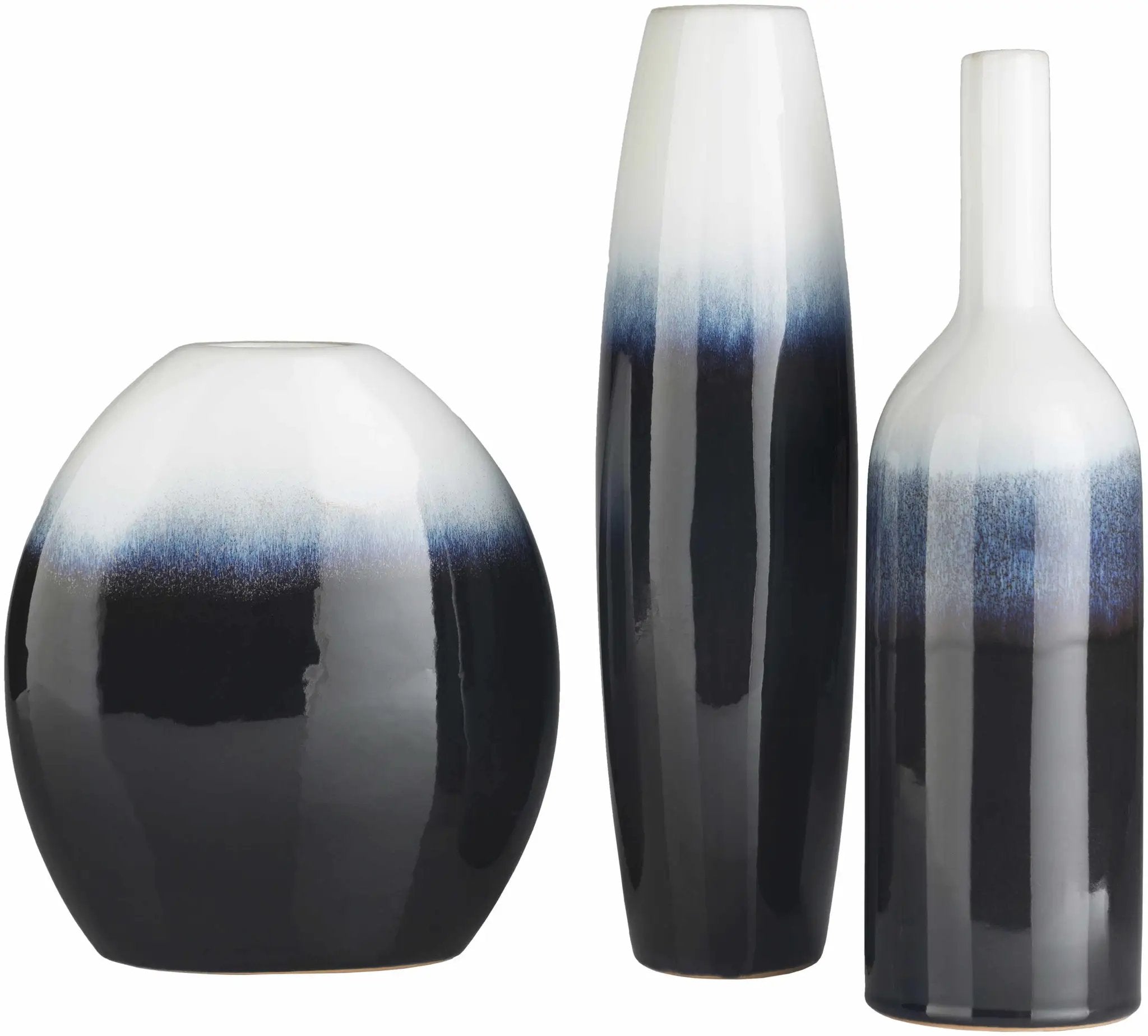 Pitfour Blue White Ceramic Outdoor Vase Set by Boutique Rugs