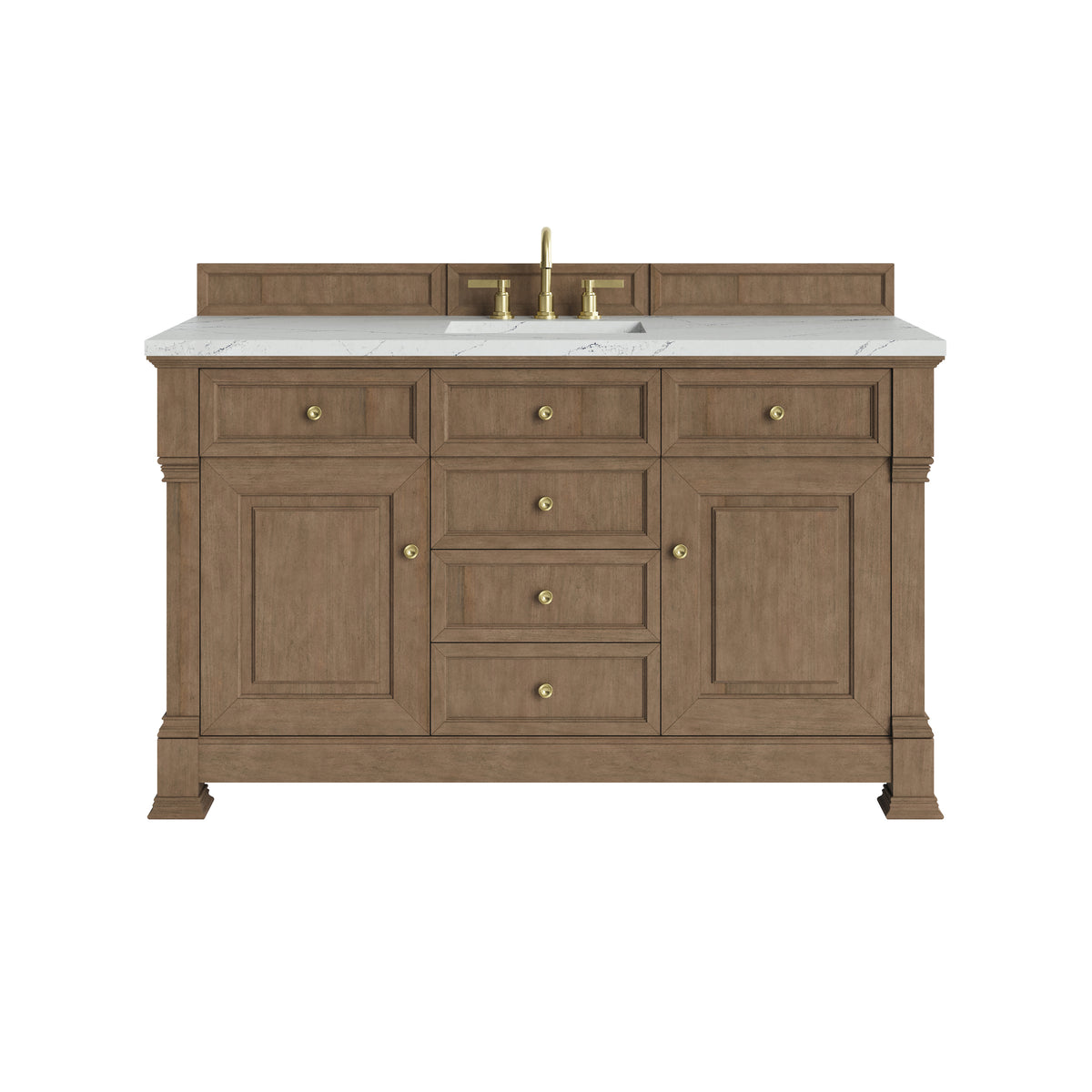 James Martin Brookfield 60" Single Bathroom Vanity, Pecan with Ethereal Noctis countertop