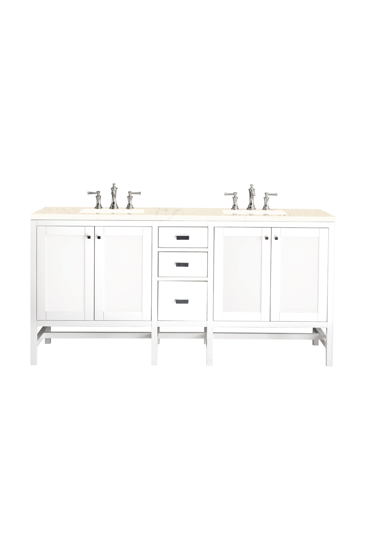 James Martin Addison 72" Double Bathroom Vanity, Glossy White with Eternal Marfil countertop