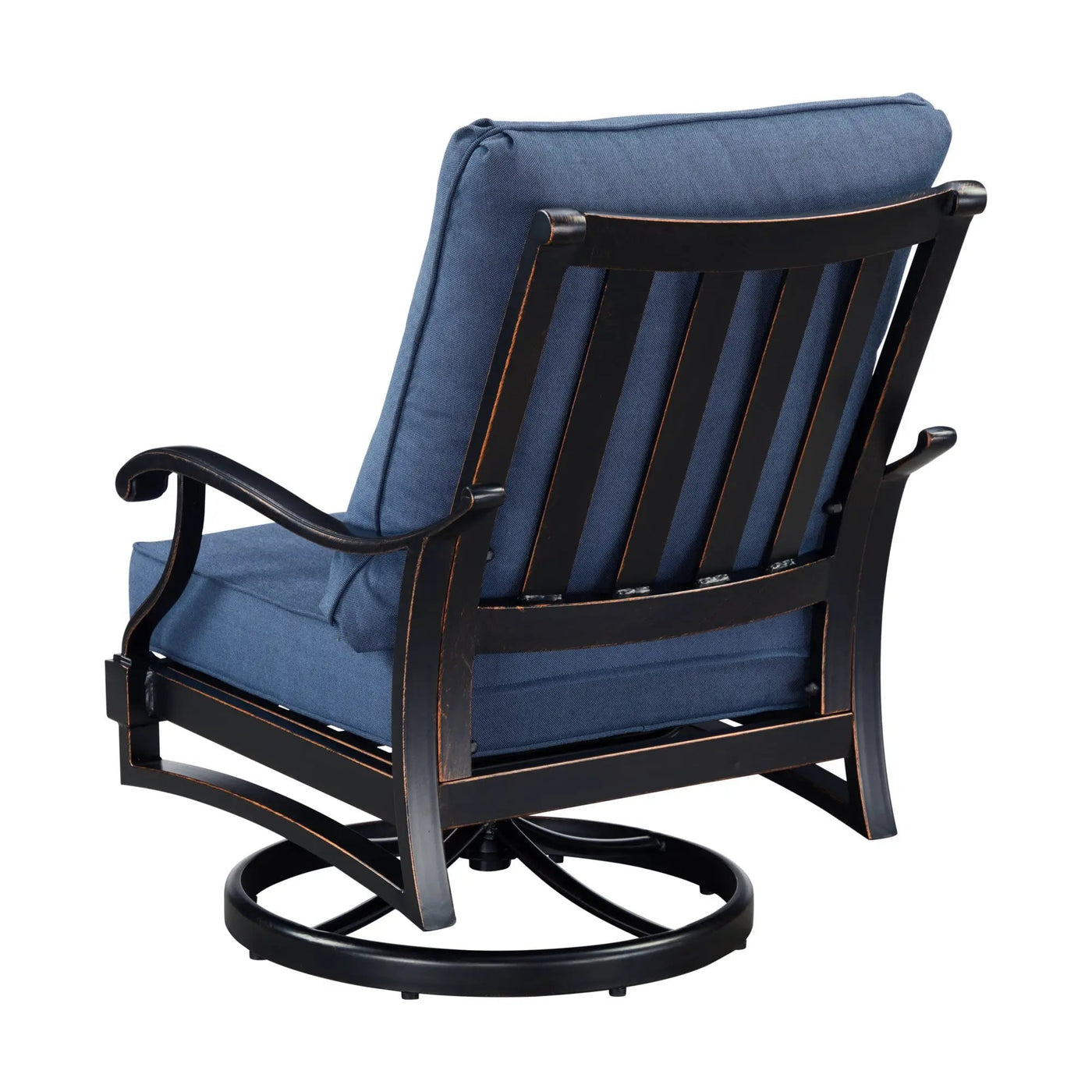 Pair of Black Aluminum Deep Seating Swivel Rocker Club Chairs with Cushions by Sharicks