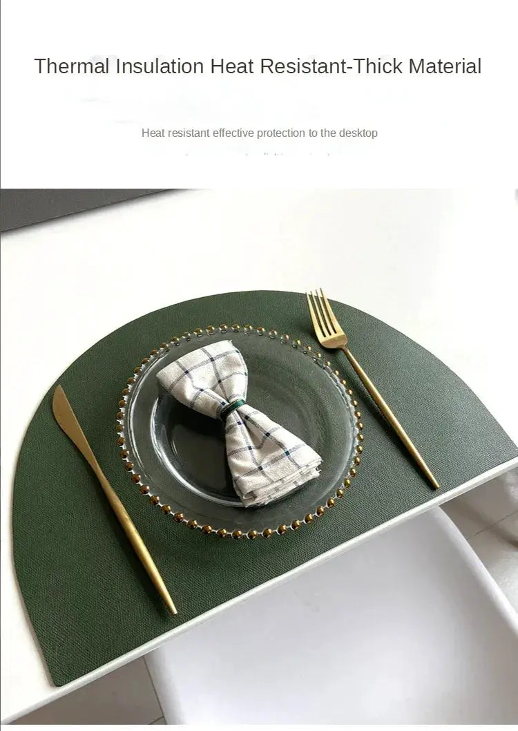 Placemat - Waterproof PU Leather Semicircle by House Of Avana