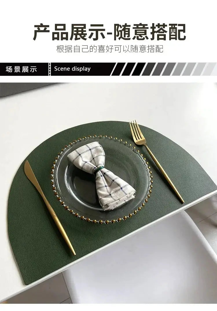 Placemat - Waterproof PU Leather Semicircle by House Of Avana