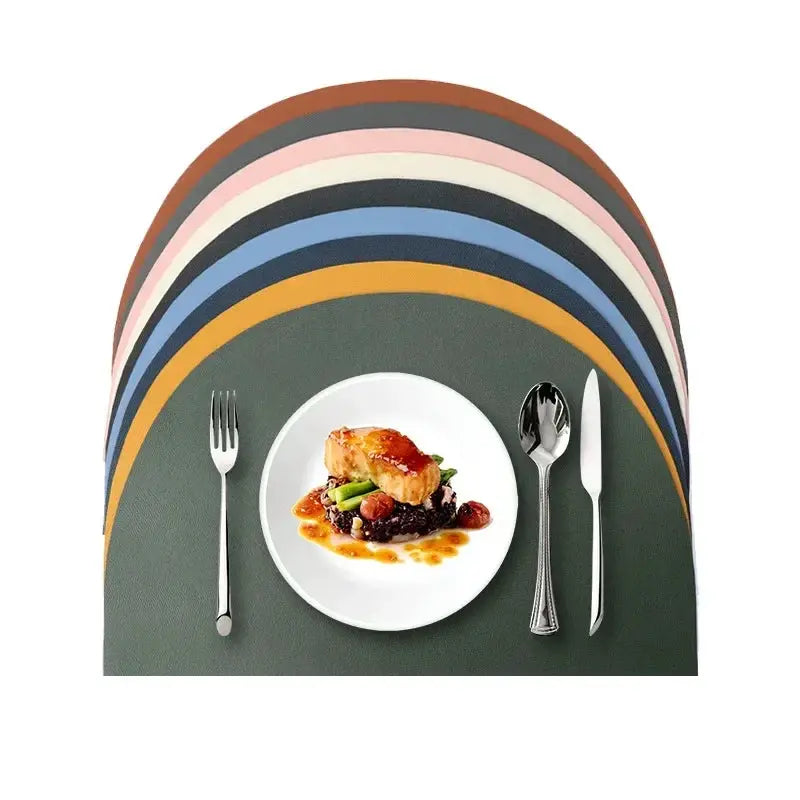 Placemat - Waterproof PU Leather Semicircle by House Of Avana