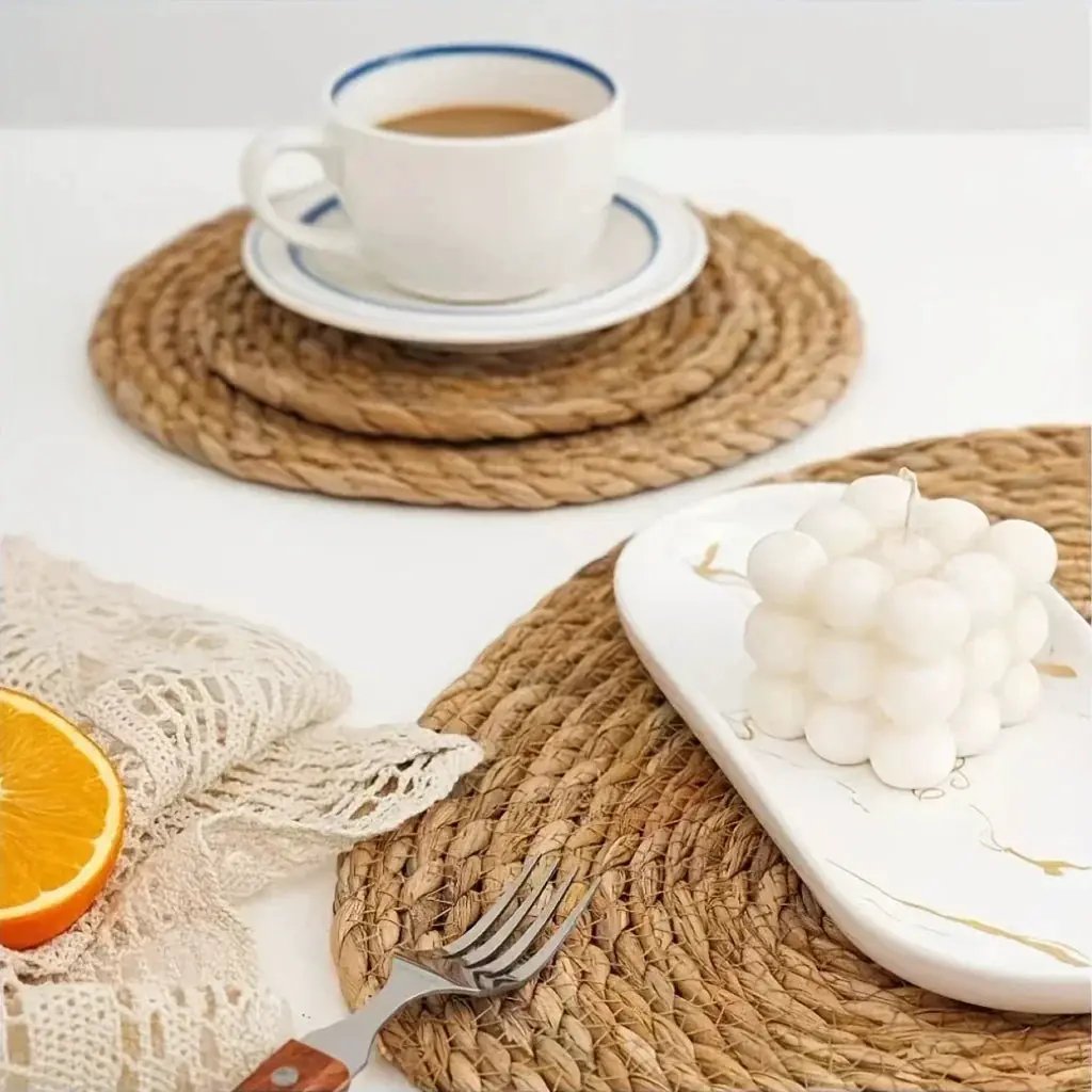 Placemats - Heat Resistant Woven Wood Round by House Of Avana