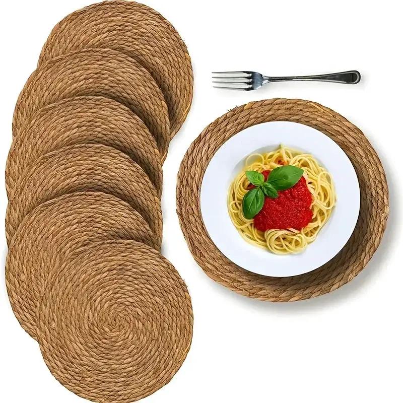 Placemats - Heat Resistant Woven Wood Round by House Of Avana