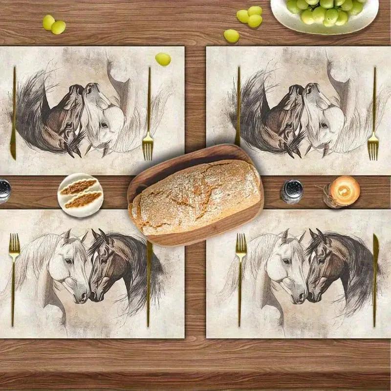 Placemats - Horse Art Cotton 12x18-inch by House Of Avana