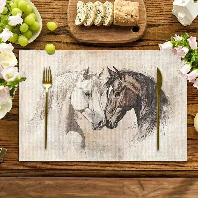 Placemats - Horse Art Cotton 12x18-inch by House Of Avana