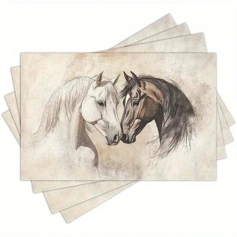 Placemats - Horse Art Cotton 12x18-inch by House Of Avana