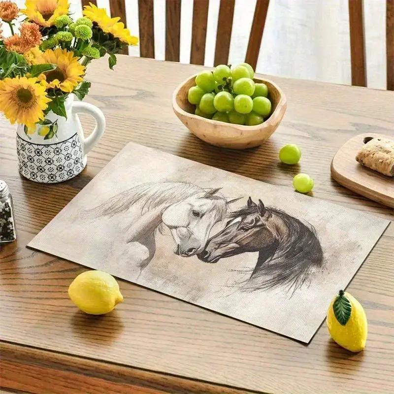 Placemats - Horse Art Cotton 12x18-inch by House Of Avana