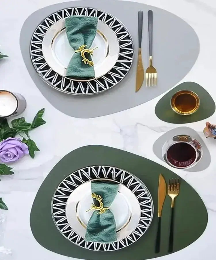Placemats - Oil-Proof PU Leather Cream Set by House Of Avana