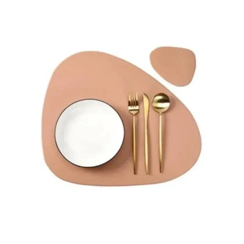 Placemats - Oil-Proof PU Leather Cream Set by House Of Avana