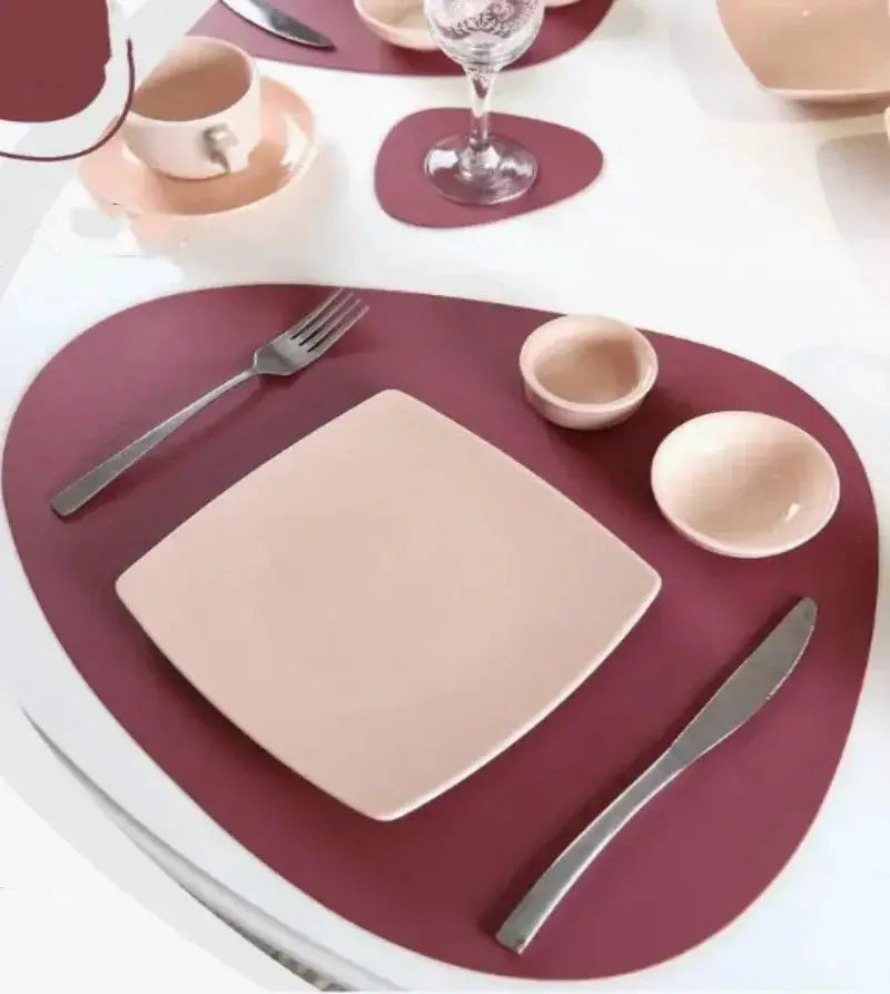 Placemats - Oil-Proof PU Leather Cream Set by House Of Avana