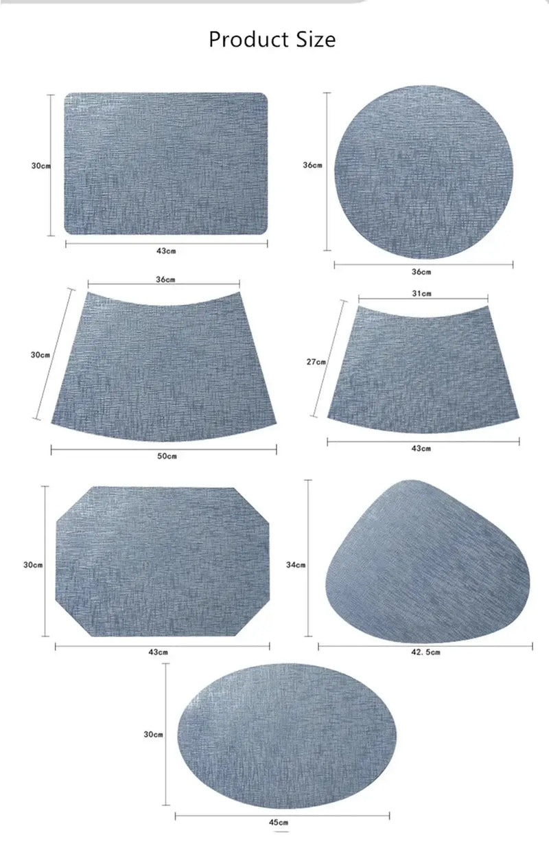 Placemats - Waterproof Metal PVC Non Slip by House Of Avana