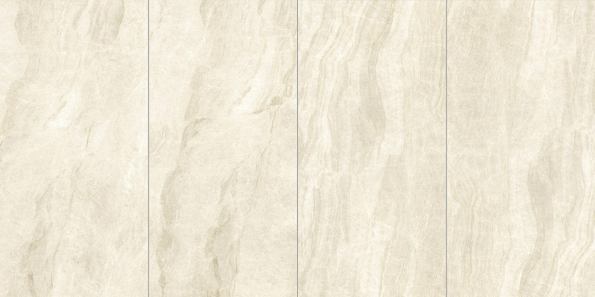 Plane 2.0 Taj Mahal Polished Marble Look Porcelain Slab 60x120 6mm, several pieces laid together