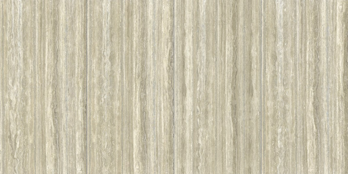 Plane Travertino Vena Natural Marble Look Porcelain Slab 60x120 6mm, several pieces laid together