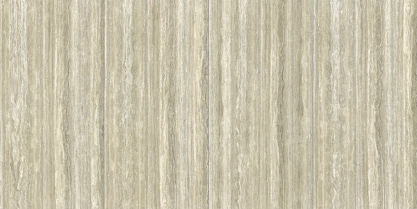 Plane Travertino Vena Polished Marble Look Porcelain Slab 60x120 6mm, several pieces laid together
