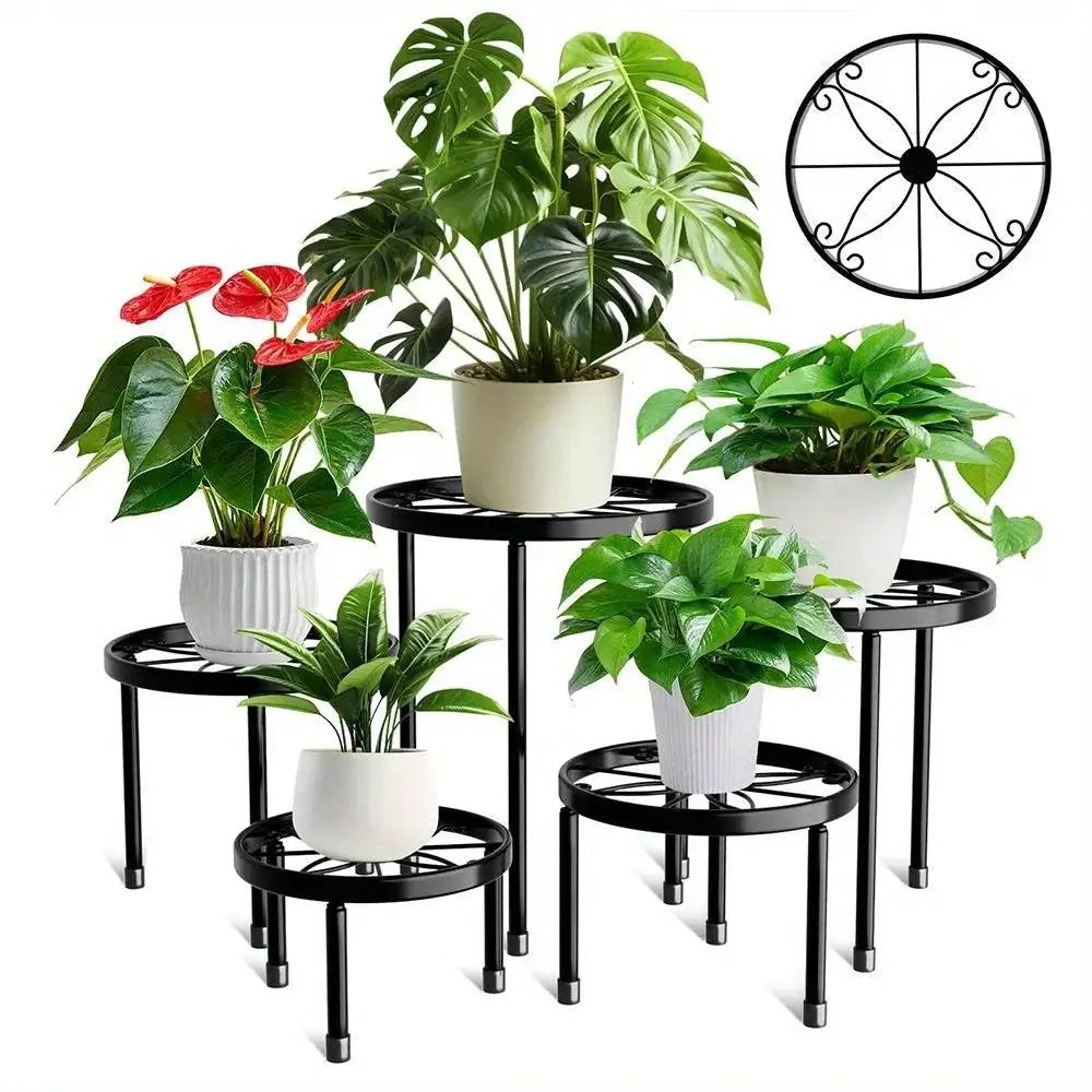 Plant Stands - Rustproof Black Metal 5pcs by House Of Avana