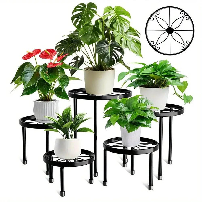 Plant Stands - Rustproof Black Metal 5pcs by House Of Avana
