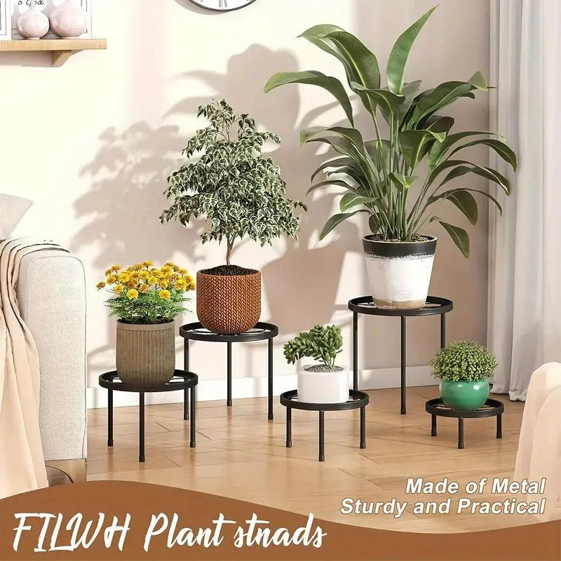 Plant Stands - Rustproof Black Metal 5pcs by House Of Avana