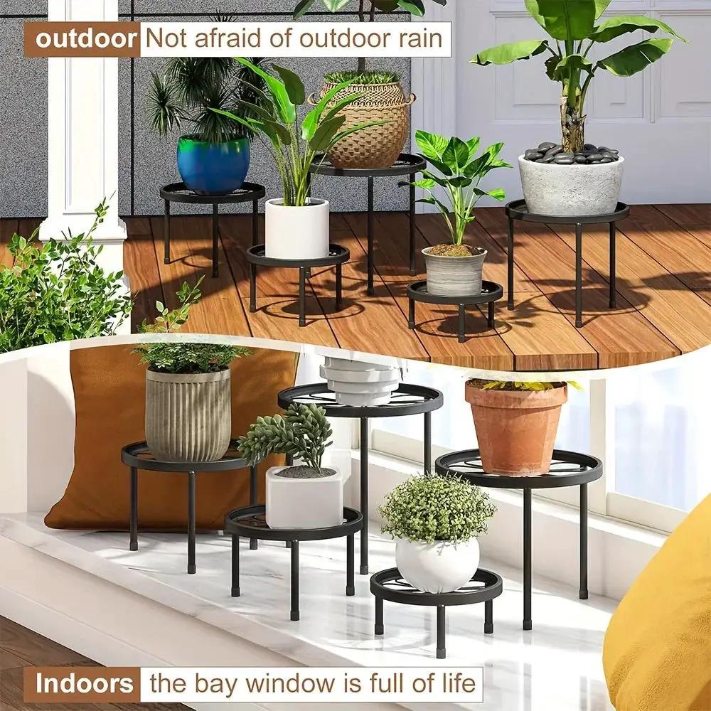 Plant Stands - Rustproof Black Metal 5pcs by House Of Avana