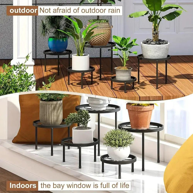 Plant Stands - Rustproof Black Metal 5pcs by House Of Avana