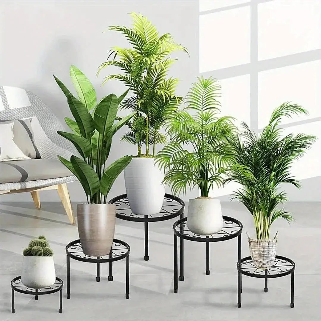 Plant Stands - Rustproof Black Metal 5pcs by House Of Avana