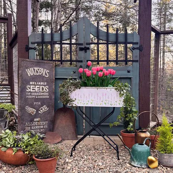Outdoor Floral Oval Metal Plant Stand by Decor Steals