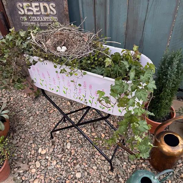 Outdoor Floral Oval Metal Plant Stand by Decor Steals
