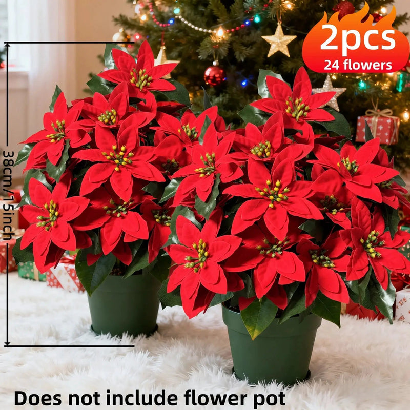 Plastic Artificial Flower Wreath - 24 Norfolk Faux Flowers for Christmas Decor by House Of Avana