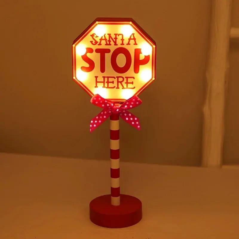 Plastic Christmas LED Sign with Santa Claus & "SANTA STOP HERE" Text by House Of Avana