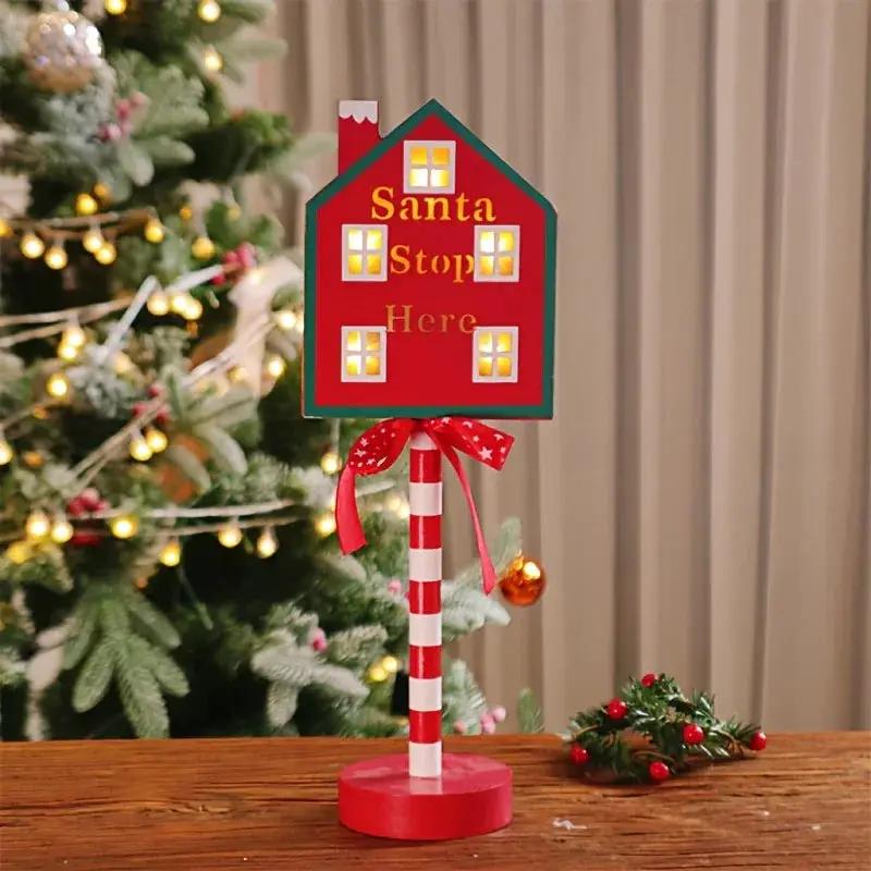 Plastic Christmas LED Sign with Santa Claus & "SANTA STOP HERE" Text by House Of Avana