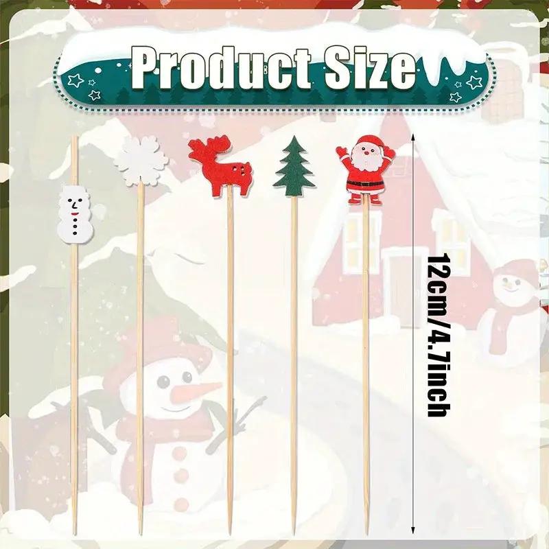 Plastic Christmas Roostertail Picks Set of 30 with Snowflakes and Reindeer Designs by House Of Avana